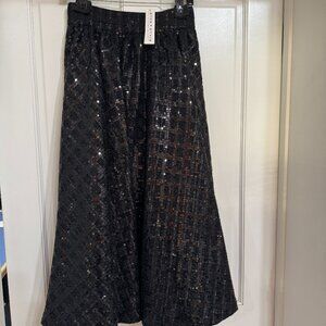 NEW wTags $660 Alice + Olivia Spectacular Skirt covered in Black Sequins szS